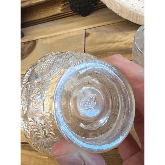 Vintage Fenton Glass Fairy Lamp Clear Carnival Iridescent Candle Holder Strawber - Picture 5 of 6